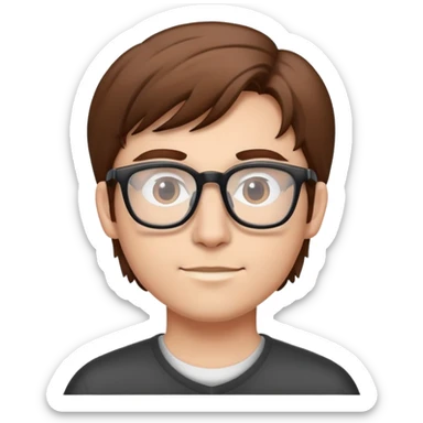 Computer nerd with brown hair and glasses sticker