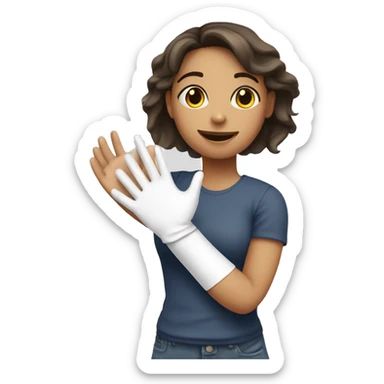 girl with broken arm with plaster giving high five sticker