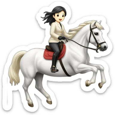 white-hourse-with-jumping-compelition-rider—japanese-girl sticker
