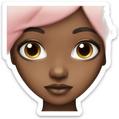 Brown doll eyes, black hair, feminine, pink, girl, angelic sticker