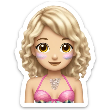 mermaid hime gyaru girl, swimsuit, shells sticker