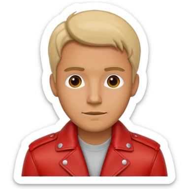 Motorbiker man with red leather jacket sticker