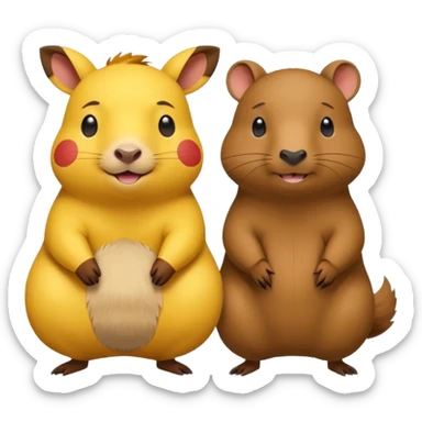 Pikachoo and capybara  sticker