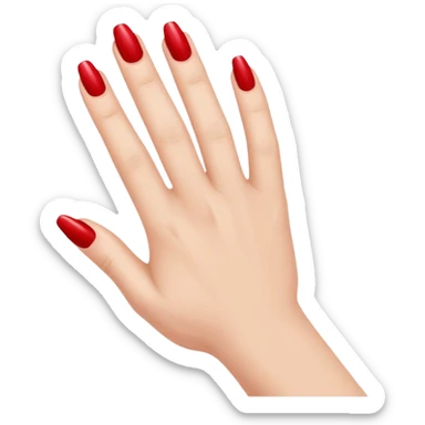 A woman's hand with red nail polish sticker