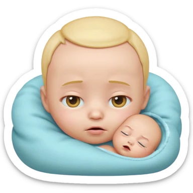 Cute 3D baby emoji, rubbing eyes, sleepy expression, short fine baby hair, soft pastel colors, clean white background  sticker