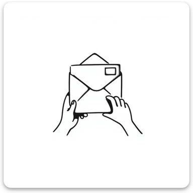 a letter being placed inside an envelope, hand-drawn doodle style sticker