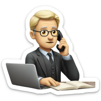 professor on mobile phone listening intently o advice  sticker