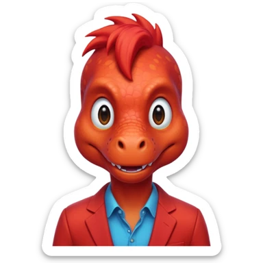 Red dinosaur with gen z touch sticker