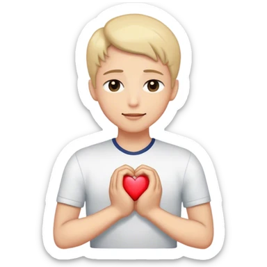 A person with their eyes closed and a small smile, holding their hand on their chest. Inside their mind, a vivid, glowing image of a heart  Their body is still tense, but the anchor of excitement keeps them grounded. sticker