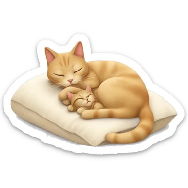 Beige cat sleeping with girl sticker