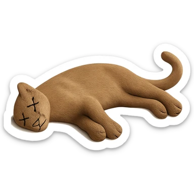 Remove the border and shadow under the dead mountain lion, keep the rest of the image realistic. Add X's on the eyes to indicate death. No background, isolate the subject. sticker