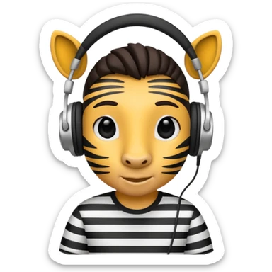 A zebra listening to music sticker