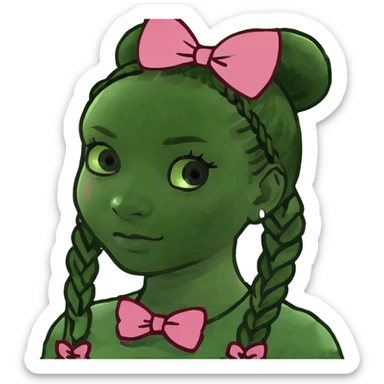 Girl with braids and pink bows sticker