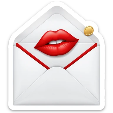 An envelope with a kiss print sticker