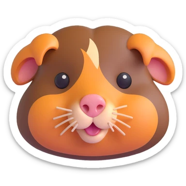 almighty guinea pig god with a mole on the left cheek, 3D emoji style sticker