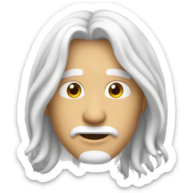 round face with long white hair 50 age male sticker