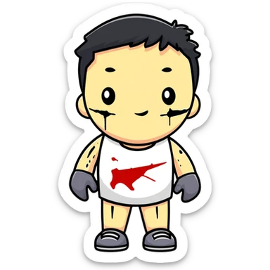 person with scrapes and bruises sticker