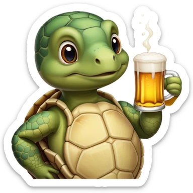 Freezing turtle drinking beer sticker