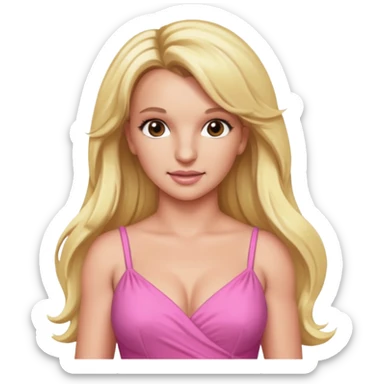 Britney Spears long blonde hair, pink dress sticker