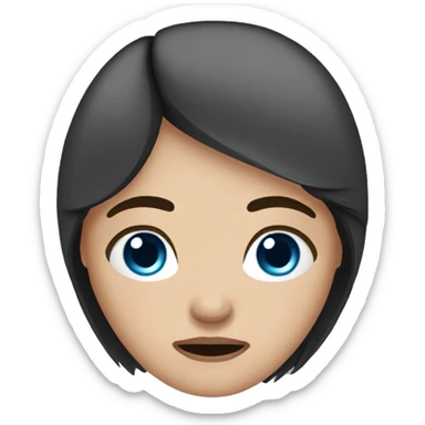 woman with dark brown straight hair and blue eyes crying sticker