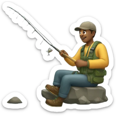Guy fishing sticker