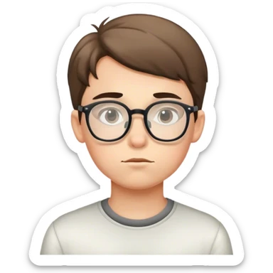 thoughtful boy with glasses sticker