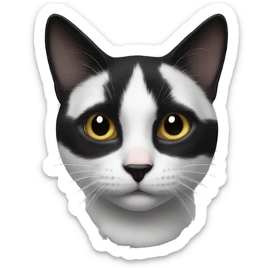 Black and white cat with only white mouth and black nose sticker