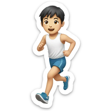 a asian child running sticker