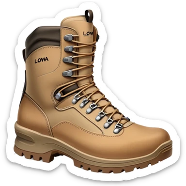 Lowa military tactical hiking boots in tan color sticker
