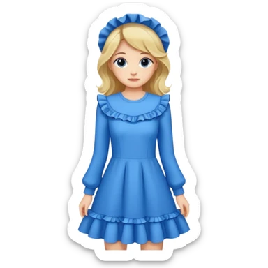 long sleeve blue dress with ruffles sticker