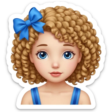 girl  with blue bow and curly hair sticker