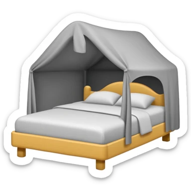 Minimalist emoji-style sticker of a bed with a covered figure and something strange peeking out from underneath. Grayscale only, simple icon.

 sticker