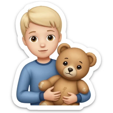 kid with teddy bear sticker