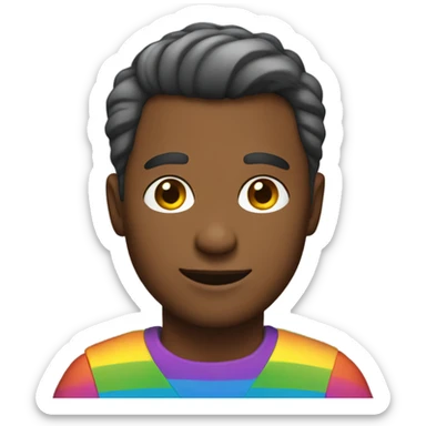 Man wearing rainbow clothes sticker