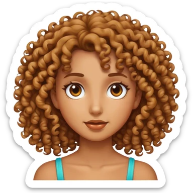 curly hair girl with tan skin  sticker