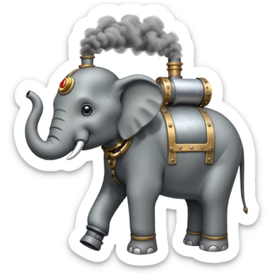 Steam Elephant full body  were a smoke is coming out of it  sticker