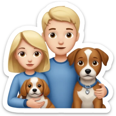 Girl and boy with a dog sticker