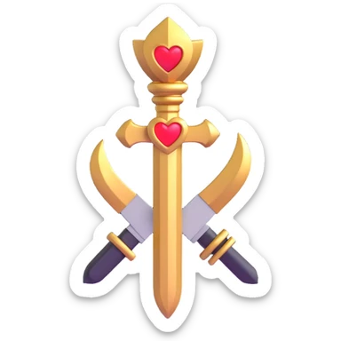 golden heart with a golden dagger crossing it sticker