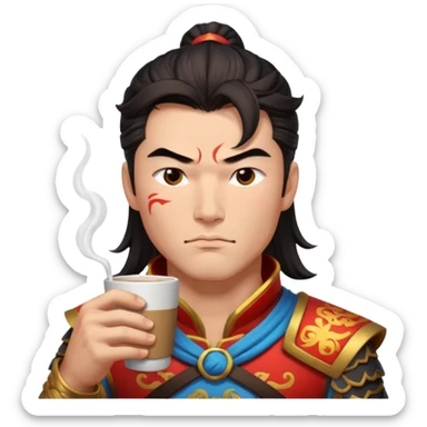 Lu bu squinting while drinking coffee  sticker