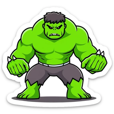 World Breaker Hulk, ultimate green monster with earth-shattering power, cracked ground beneath him sticker