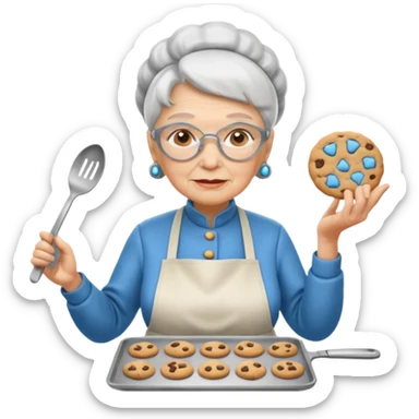 cyburg grandma, cooking cookies sticker