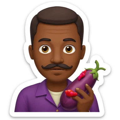 Egyptian man with moustache and goatee sucking on an eggplant  sticker