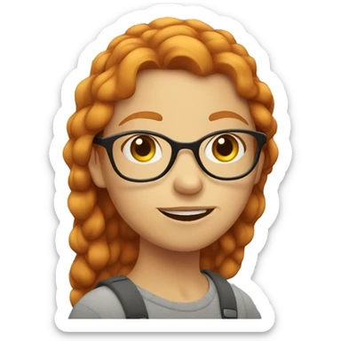 Ginger girl with glasses sticker