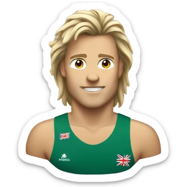 Australian Olympics athlete with a mullet hairstyle sticker