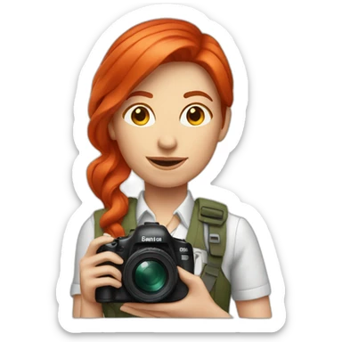 red hair woman photographer sticker