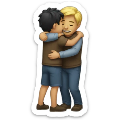 Two guys hugging sticker