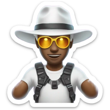 White Guy in glowing outfit and hat with bubble guns in each hand sticker