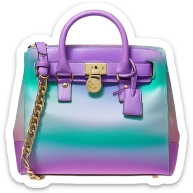 Realistic isolated iridescent blue green purple ombre michael kors satchel purse.  sticker