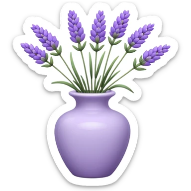 A small white vase holding one lavender flower. sticker