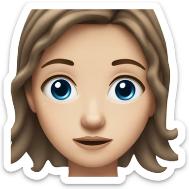 white girl with brown hair and blue eyes looking sassy sticker